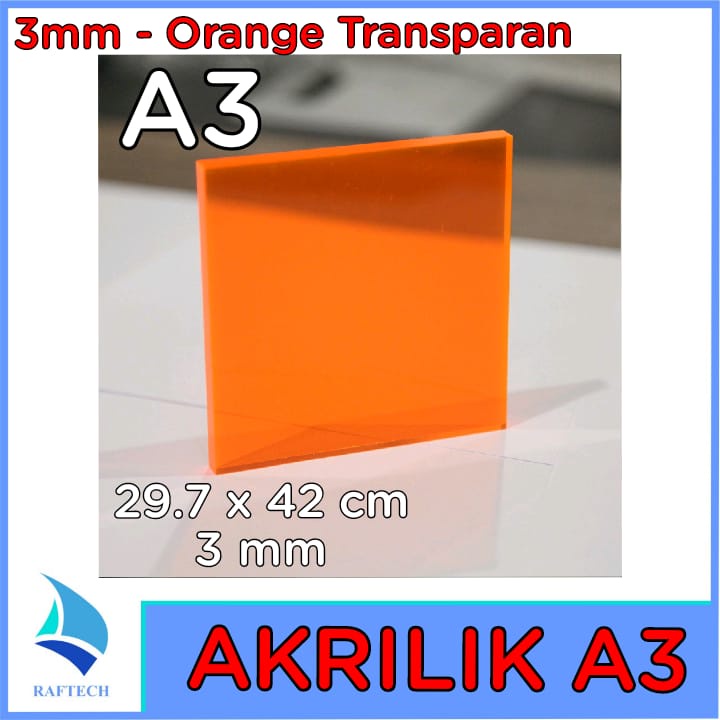 Akrilik A3 Lembaran 3mm Acrylic 3 mm Orange Transparan Marga Cipta