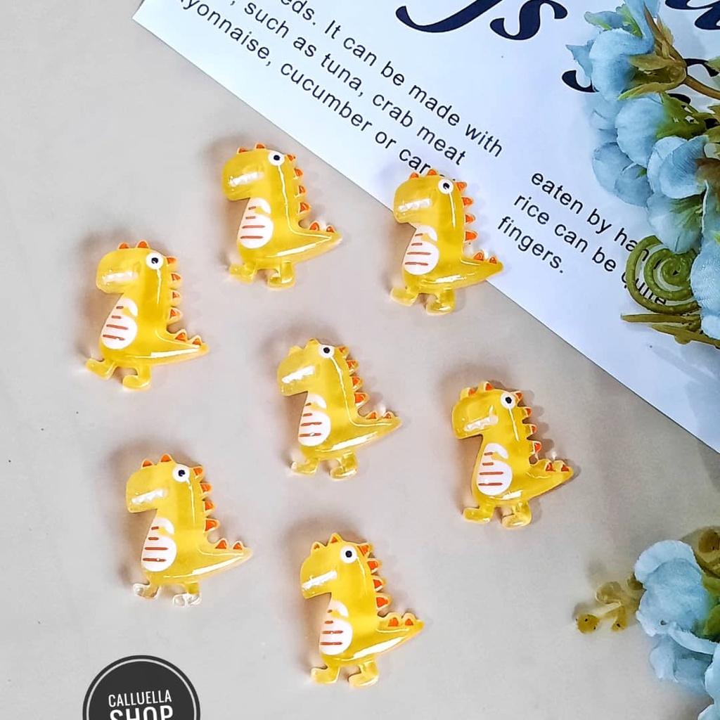 RESIN CLAY TEMPEL MIX MOTIF DAN WARNA MANIK PAREL CINCIN | BAHAN CRAFT CLAY GELANG BROS KALUNG STRAP MASK MASKER PAREL MANIK CRAFT KERAJINAN LUMAJANG FASHION-Dino beningkuning1bj