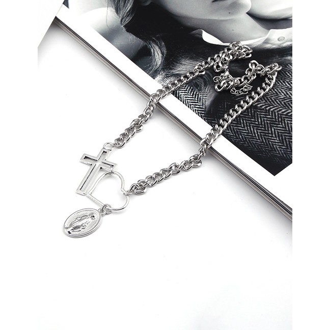 LRC Kalung Fashion Cross Love Alloy Portrait Necklace D22172