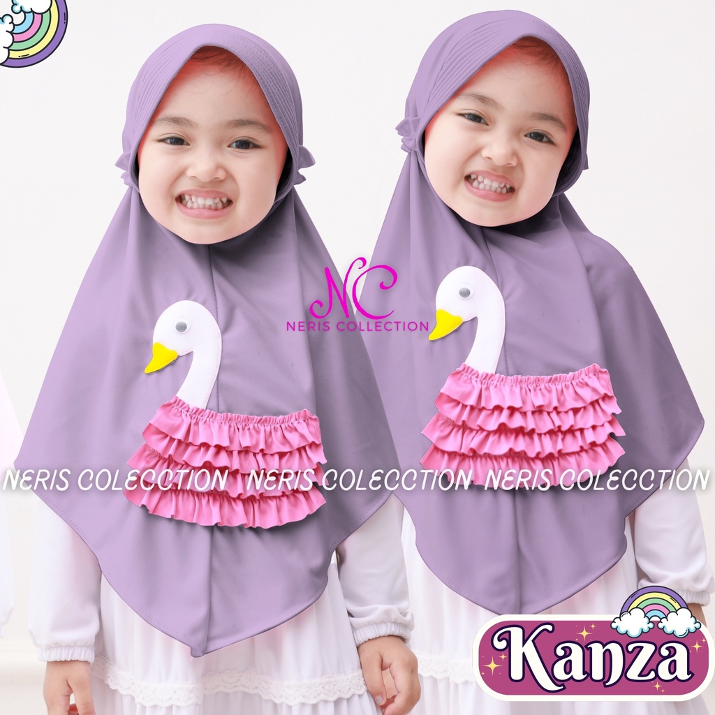 Bergo Anak Kanza Duck / Hijab Anak TK Kekinian / Hijab Anak TK Tali Karet / Jilbab Anak Karakter Duc
