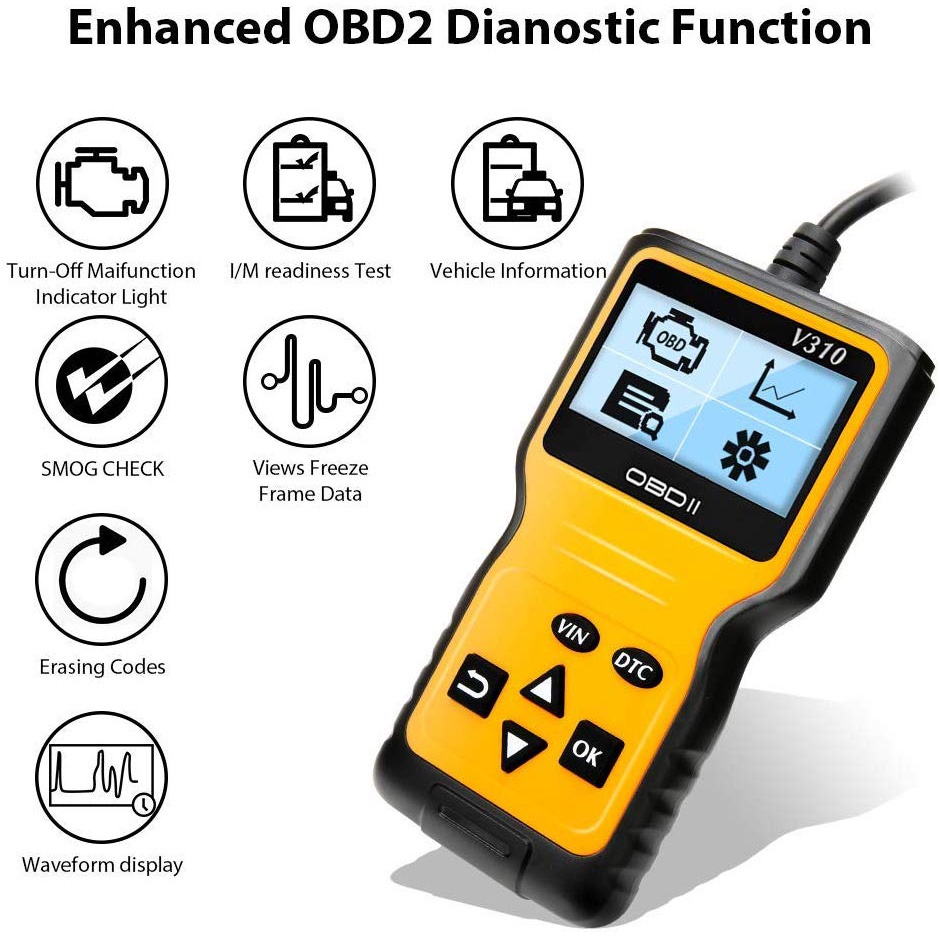 Alat OBD2 Pembaca Kode Diagnostik Mobil Otomotif Car Diagnostic Tool - V310 - Yellow