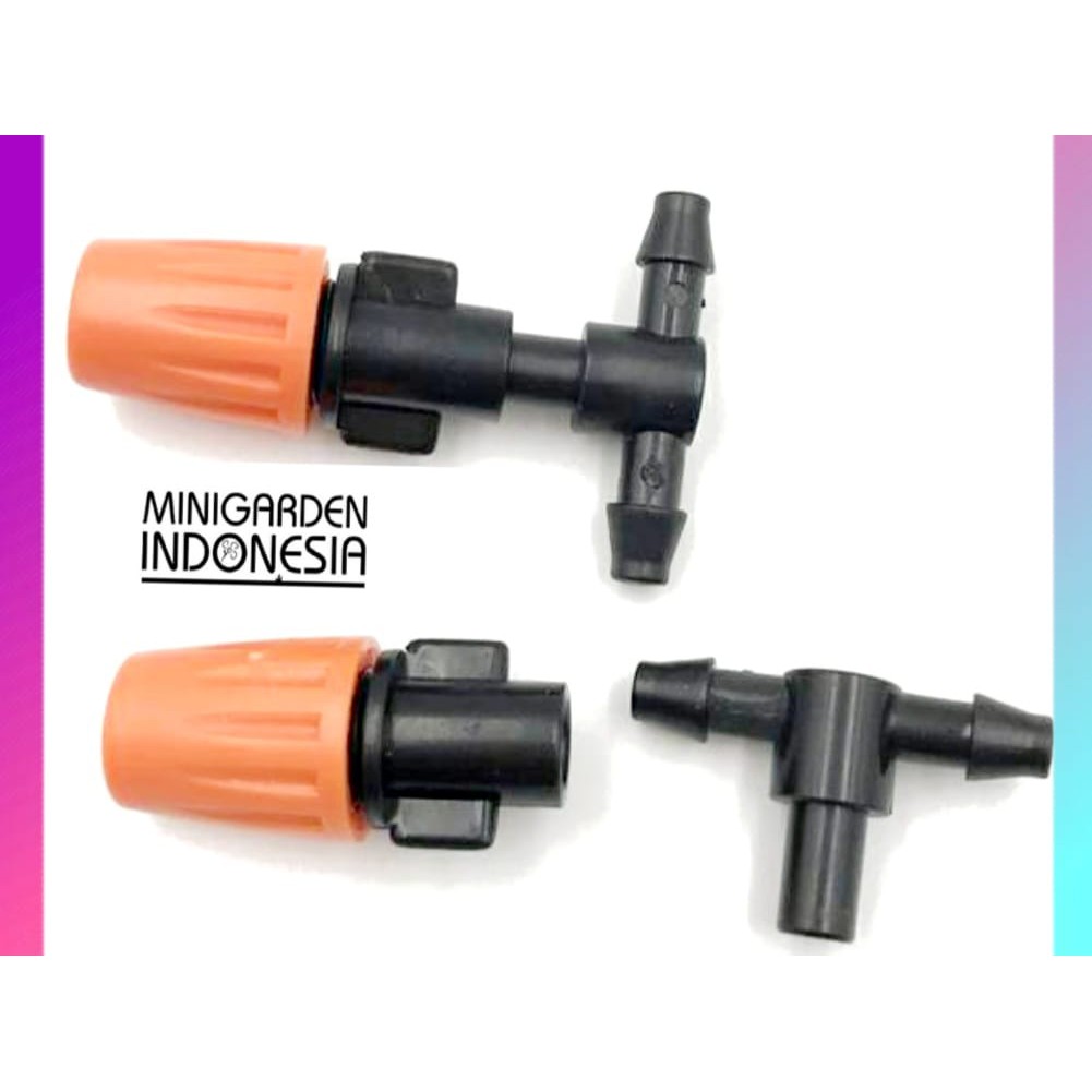 FOGGER SPRAYER KABUT ORANGE  + NEPEL TEE NOZZLE 7MMM fitting 1 way head mist sprinkler siram taman