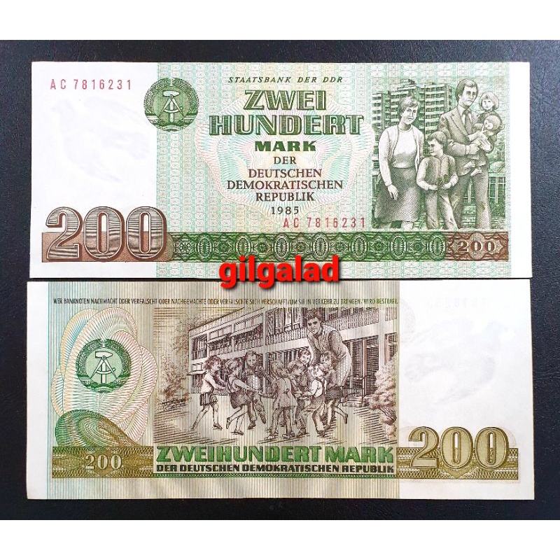 JERMAN TIMUR 200 MARK 1985 UANG ASING GRESS