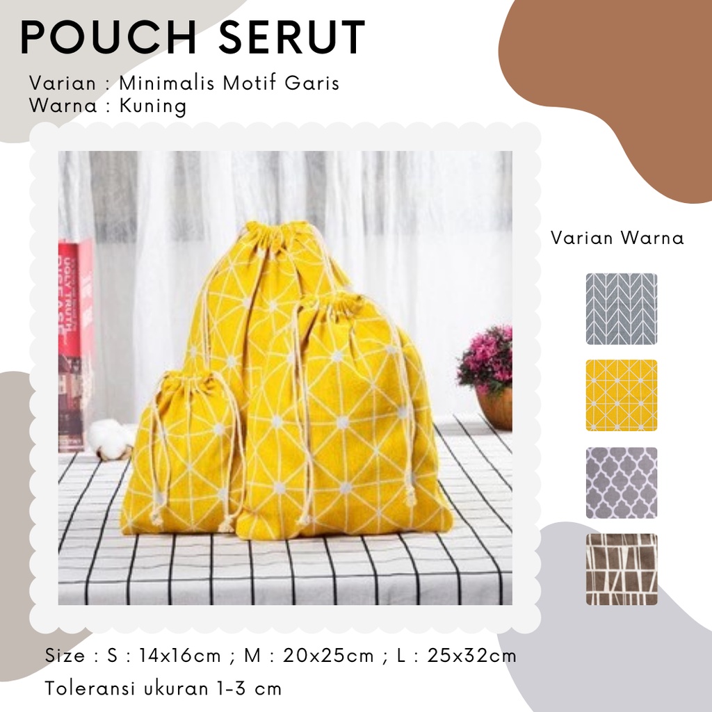 Pouch Serut Motif Garis / Serbaguna / Souvenir / Wrapping / Hampers