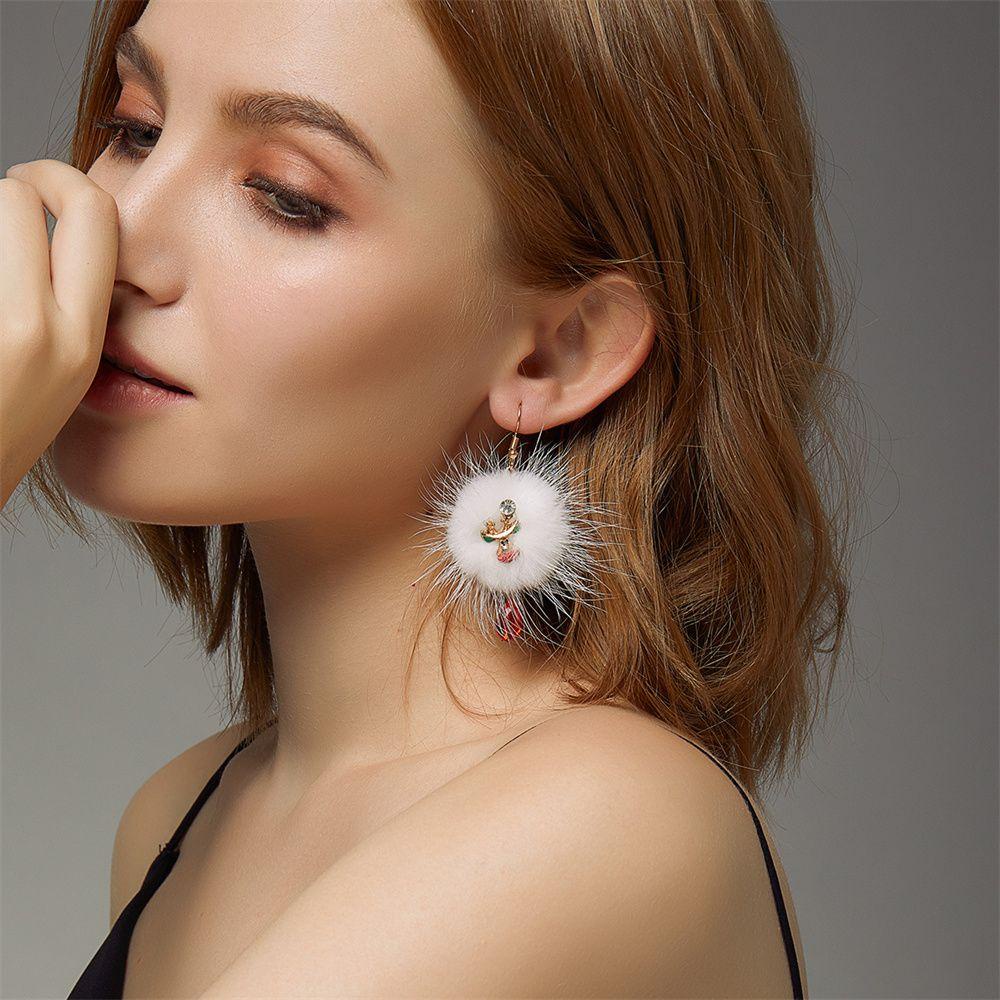 R-flower Hook Earrings Fashion Snowflake Tema Natal Santa Claus Perhiasan Anting Natal