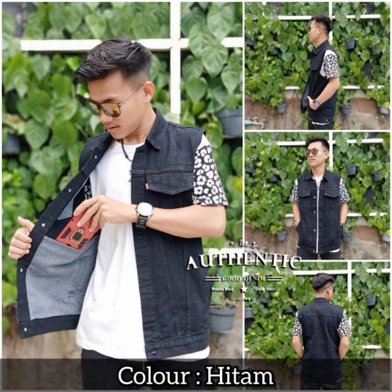 Jaket Rompi Jeans Pria | Vest Jeans Pria | Jaket Jeans Rompi | Jaket Jeans Rompi Biru Pudar|BISA COD