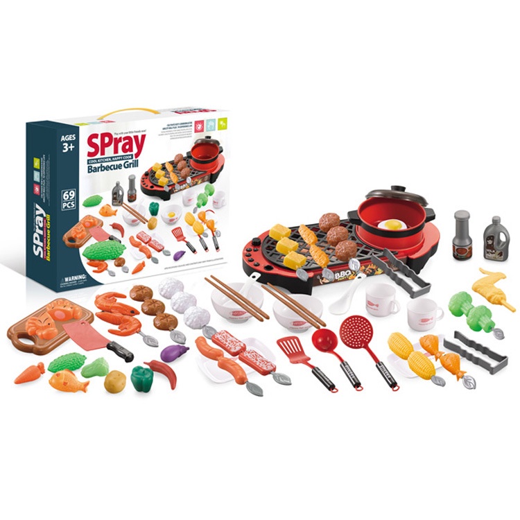 Tma / Mainan BBQ Steamboat Set Terlengkap 69pcs Dengan Spraymist / Mainan Anak Masak Masak