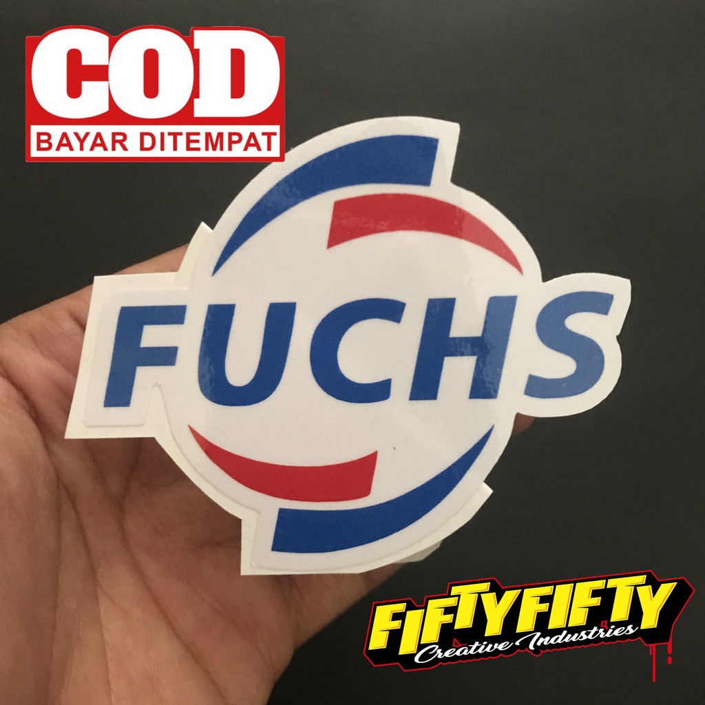 Stiker Print Cut FUCHS Stiker Printing Laminasi Glossy Stiker Motor Mobil Helm Sudah Membentuk Pola Desain