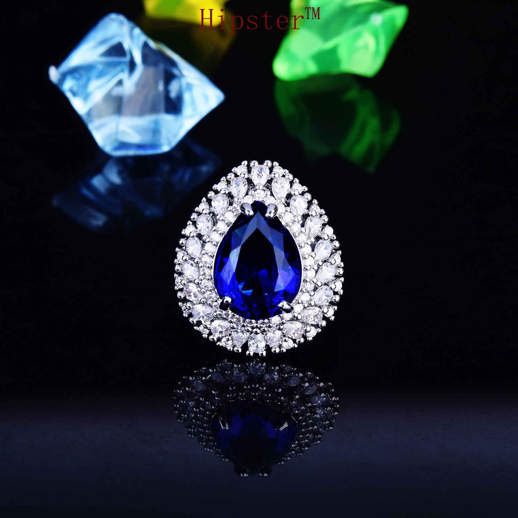 Exquisite Set Natural Sapphire Pendant Open Ring Earrings