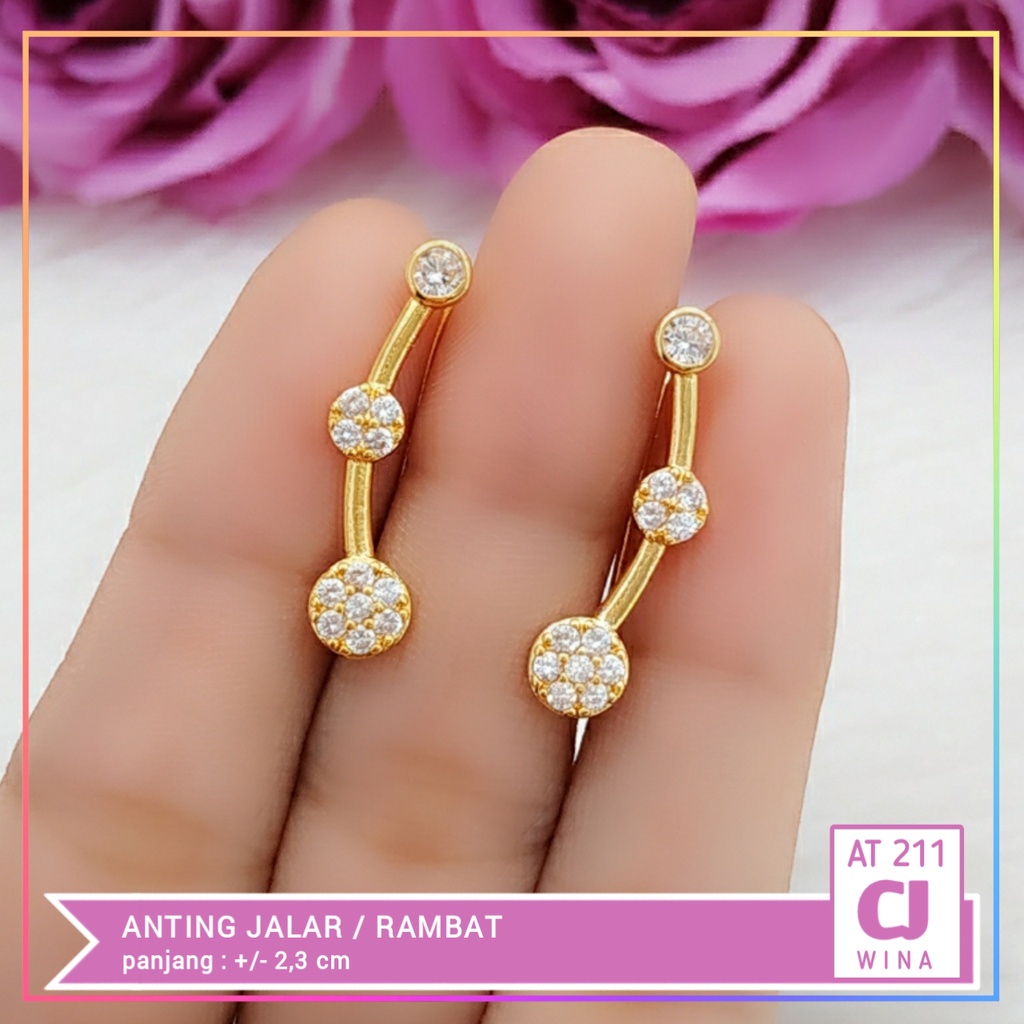 anting xuping anting dewasa jalar bulat permata perhiasa wanita lapis emas gold AT 211