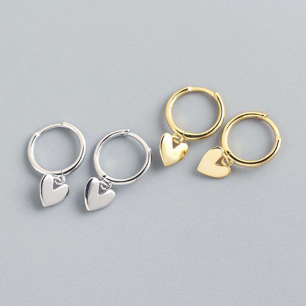 Anting Stud Liontin Hati Menjuntai Bahan Alloy Warna Silver Gaya Punk Korea Untuk Wanita