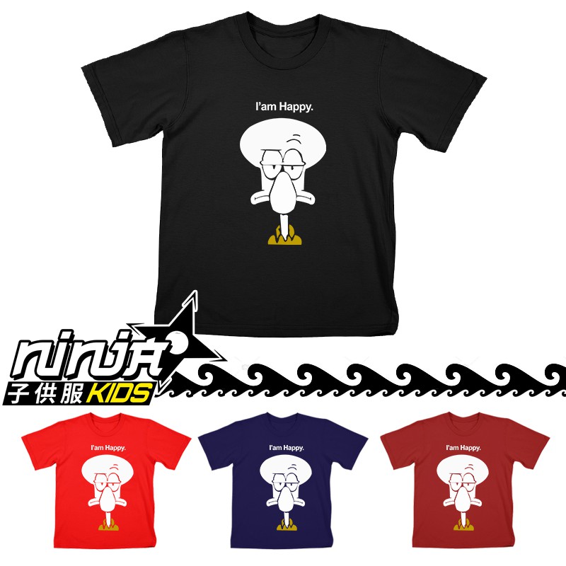 BAJU KAOS ANAK SpongeBob Squidward Happy LUCU LAKI LAKI COWOK PEREMPUAN TANGGUNG