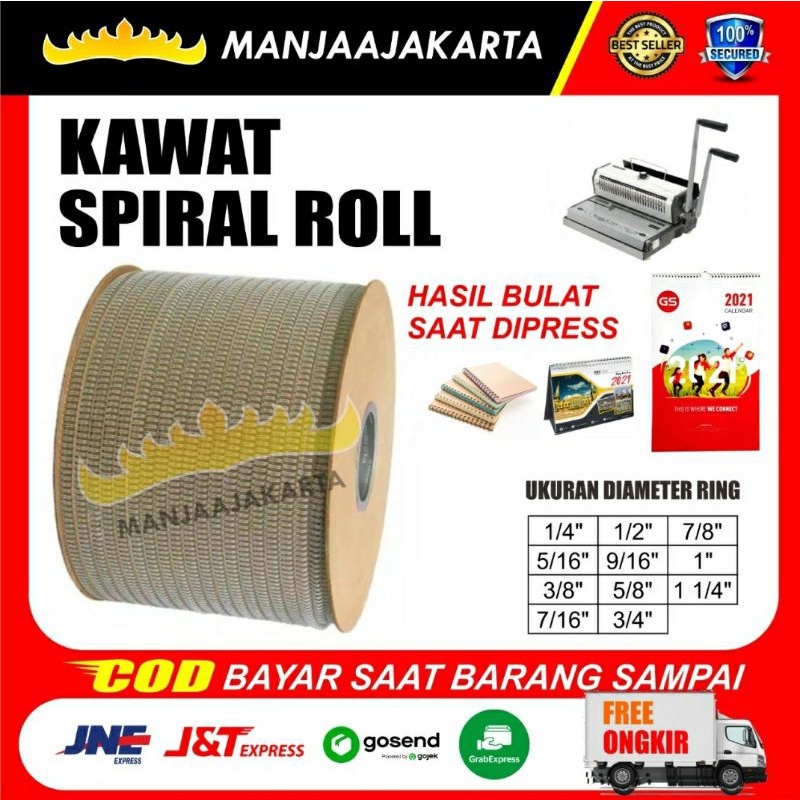 

Spiral Kawat Roll 9/16 putih Kitaro Ring Kawat Kalender Spiral Kawat Spool Jilid Spiral Kawat Roll Ring Binder Spiral Kalender Meja Jilid Kawat pitch 3 banding 1 spiral Kitaro
