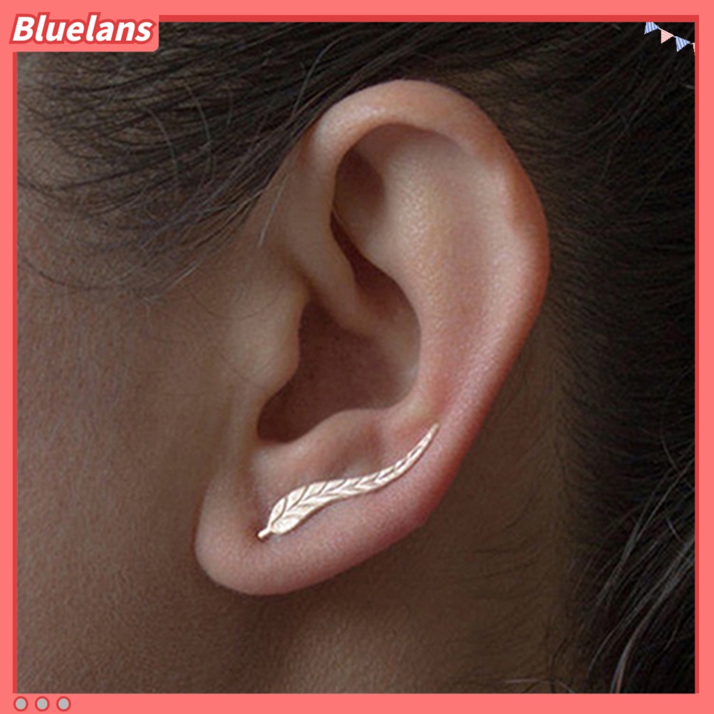 Bluelans 1 Pair Ear Stud Leaf Shape Exquisite Alloy Fashion Stud Earring for Women