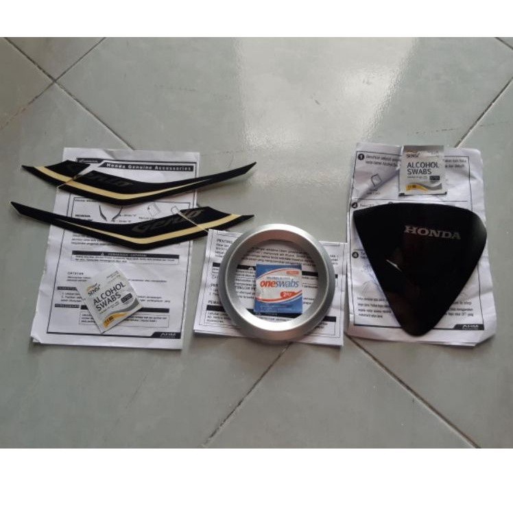 Paket Visor,  Garnish Panel meter &amp; Stiker Winker body sein Honda Genio ORIGINAL AHM DOMINIC