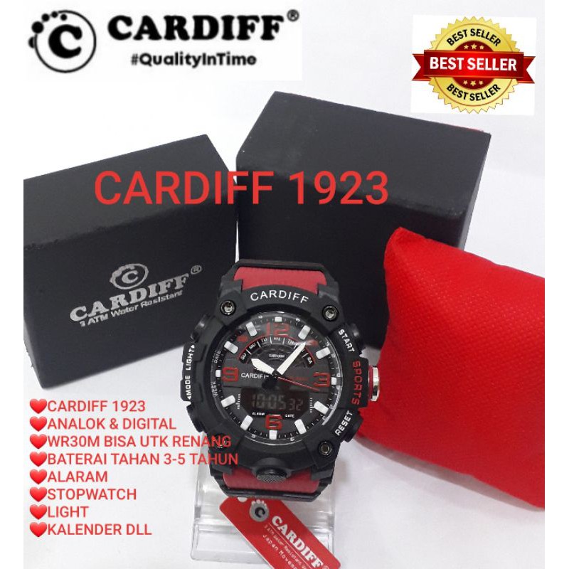 CARDIFF 1844 Jam Tangan Pria cowok laki sport100% Oro Garansi 1 th WR 30M Untuk Berenamg olah raga