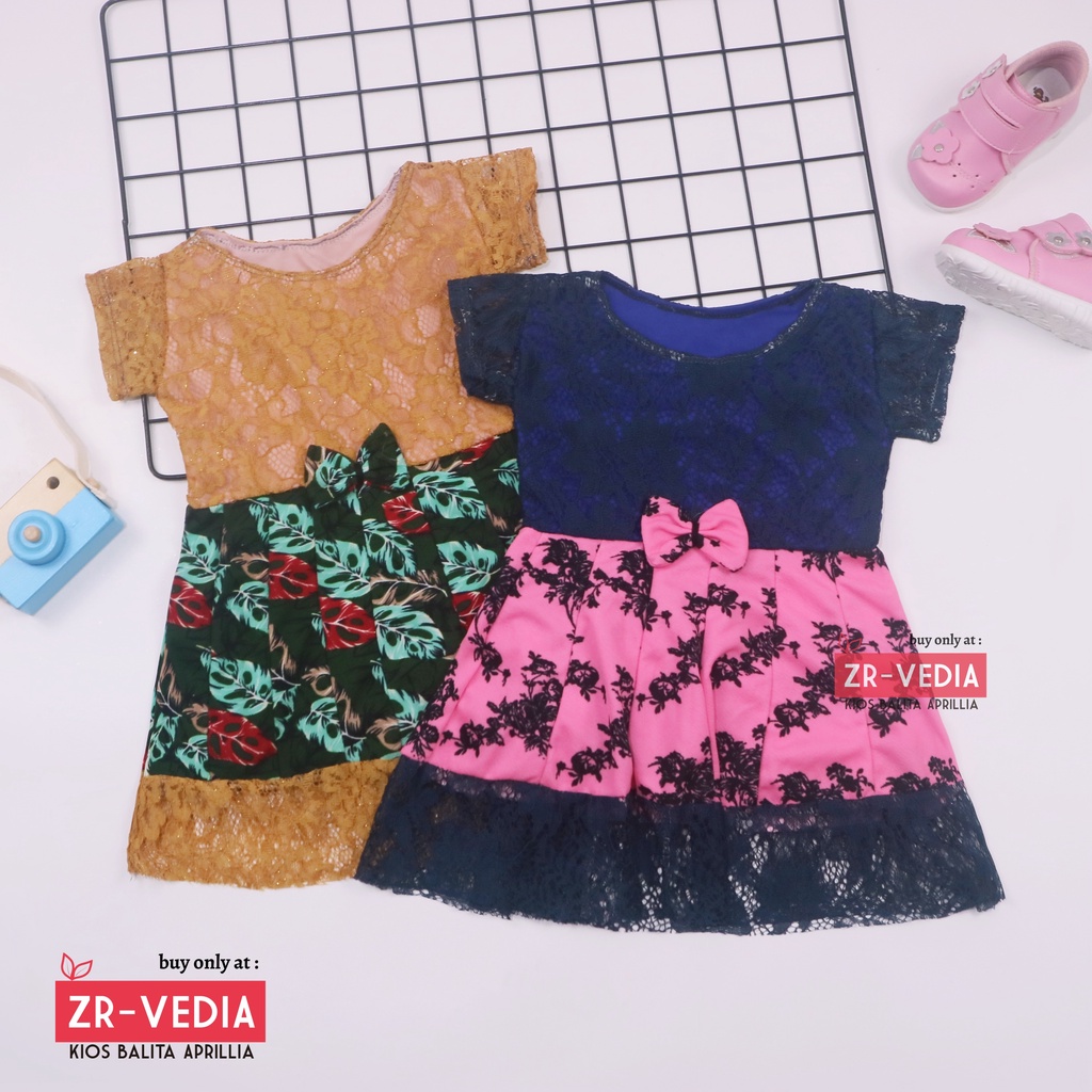 Dress Brukat Davina uk Bayi - 4 Tahun / Dres Brokat Anak Perempuan Gaun Pesta Baju Import Baby CEWE