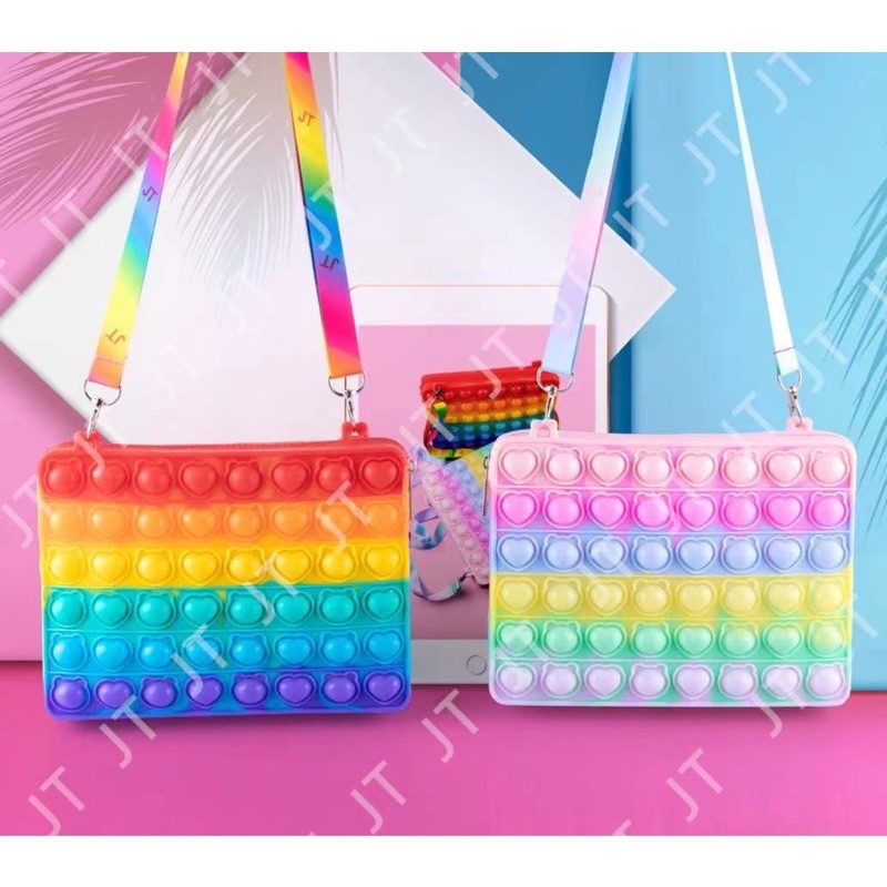 Tas Pop it Anak Rainbow unicorn kupu kupu murah Fidget Toy murah mainan anak