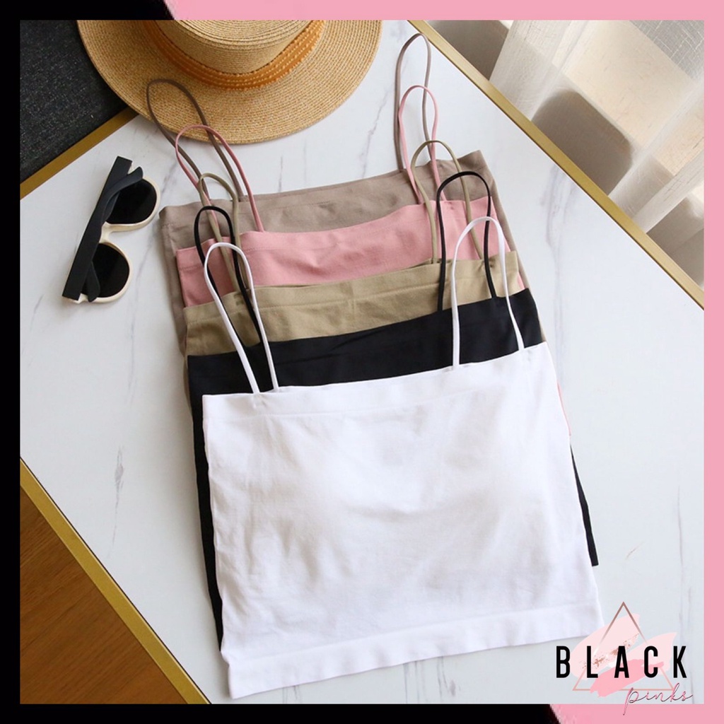 Blackpink Bra Tanktop Wanita Square Tali Spaghetti Import 1069