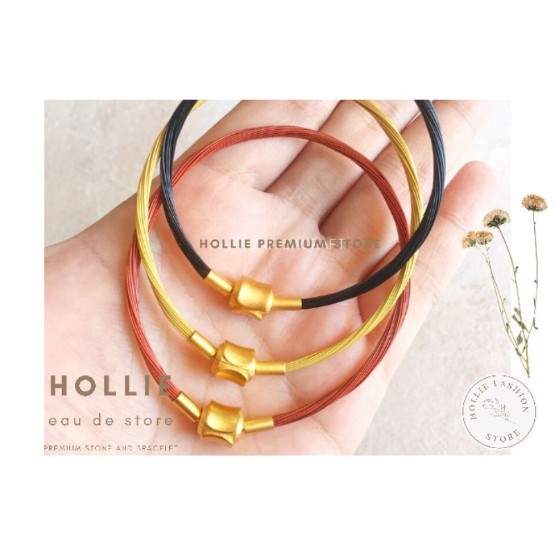 Gelang Tali Kawat Wire rope Lidi bahan gelang spacer charm emas huruf inisial