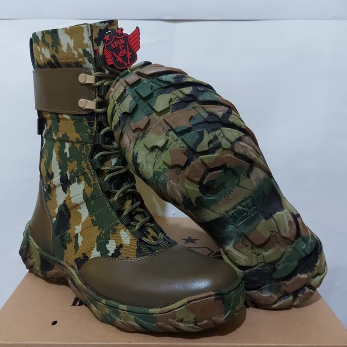 SEPATU PDL NINJA LORENG KOSTRAD ASLI KULIT SAPI MERK APIK SEPATU PDL DINAS LAPANGAN TNI POLRI