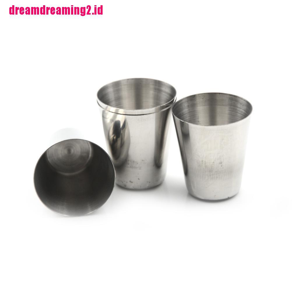 （✔✔❤4pcs / Set Gelas Shot Bahan Stainless Steel Untuk Camping / Travel