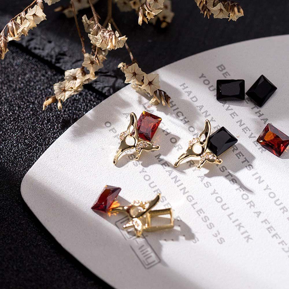 AUGUSTINA Agustina Asimetris Kupu-Kupu Bingkai Pesona Fashion Tips Kuku Ornamen Manikur Aksesoris Kuku Permata Perhiasan Halus Nail Charms