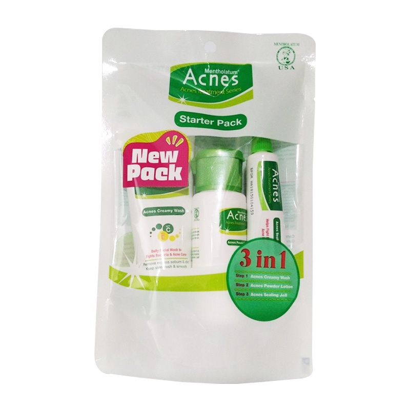 ACNES Starter Pack 3 In 1 - Creamy Wash 20GR | Powder Lotion 20ML | Sealing Jell 5GR_Cerianti