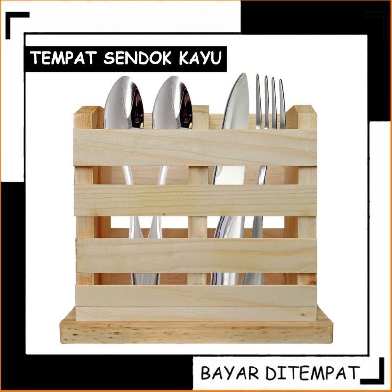 Tempat Sendok Garpu Unik Kayu Jati Belanda Tempat Perlengkapan Makan