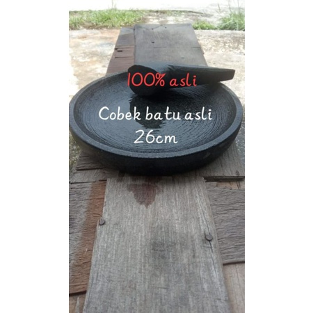 Cobek Batu asli uk.26 cm 100% asli batu 1set dengan ulekan
