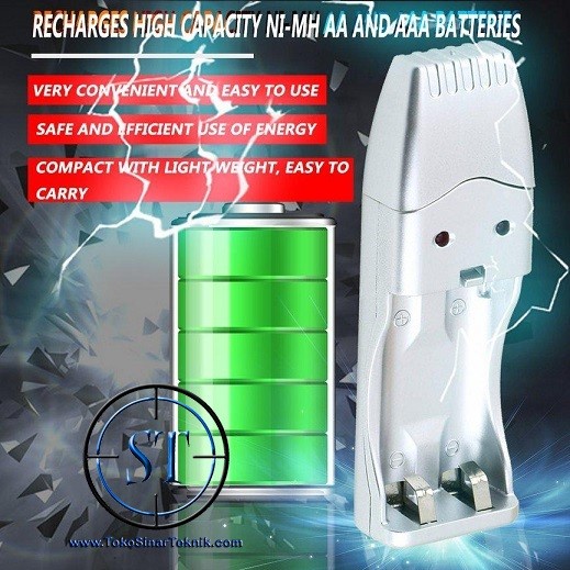 Charger Baterai USB Travel 2 slot for AA/AAA Case Casan Baterai A2 A3 Ni-MH AA AAA Praktis NiMH Rechargeable High Capacity