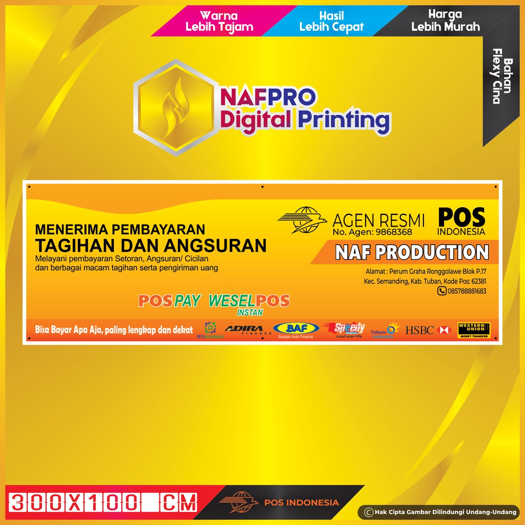 

Banner Agen Pos Indonesia PosPay Exclusive Uk. 300x100 cm Hi Res