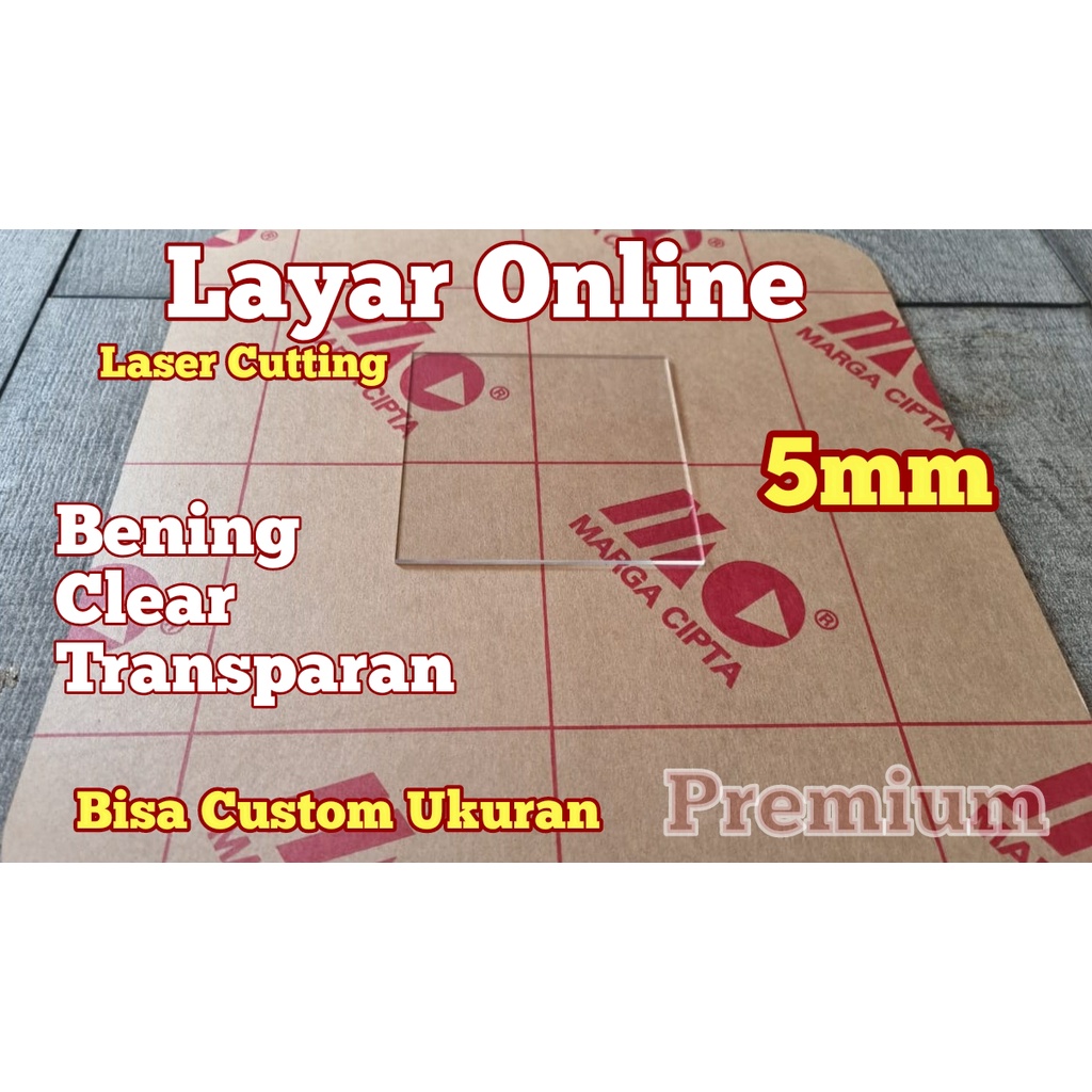 Premium Acrylic Laser Cutting 5mm 45x65cm Akrilik Bening 65x45cm Potongan
