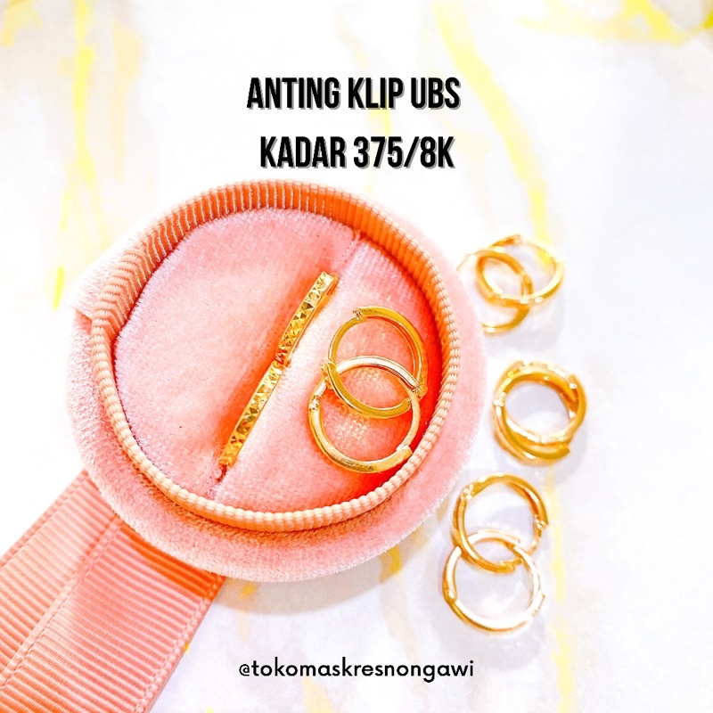 anting emas asli klip u b s kadar 375/8k