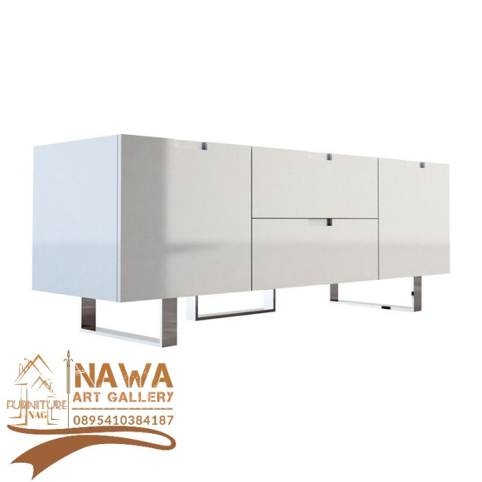 ESTERO | Bufet Meja TV Minimalis HPL White Super Glossy - Credenza