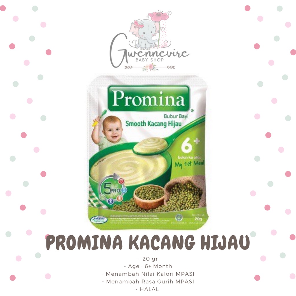 PROMINA - Promina Bubur Kacang Hijau / Promina Bubur Bayi 6+ sachet 20 gr / Bubur Bayi Promina Sache