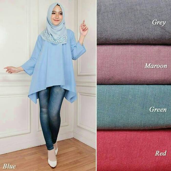 BLOUSE JUMBO REVINA HKK BAHAN KATUN DENIM SUPERNOVA FIT TO XXL Murah