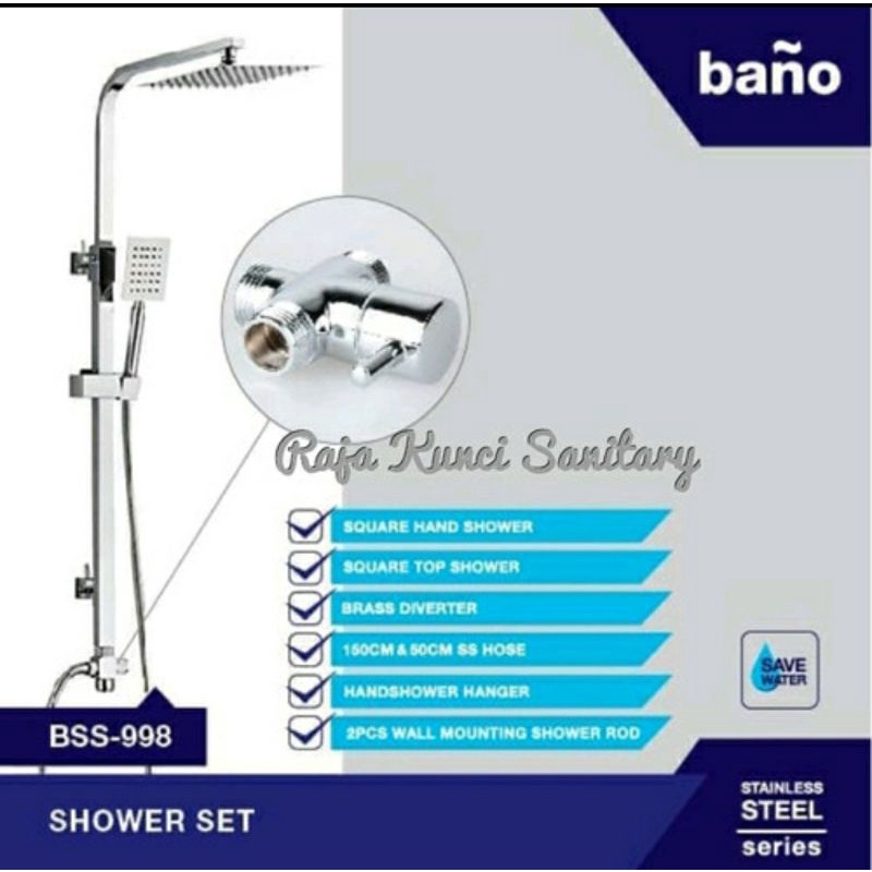 Shower Tiang Kotak Stainless Hitam Black/Shower Column Kotak/Shower Set Kotak