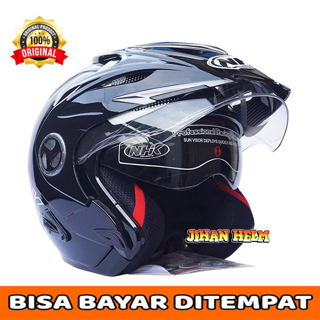 HELM / NHK / HELM NHK / HELM NHK AVIATOR BLACK METALIC ORIGINAL SNI TERMURAH