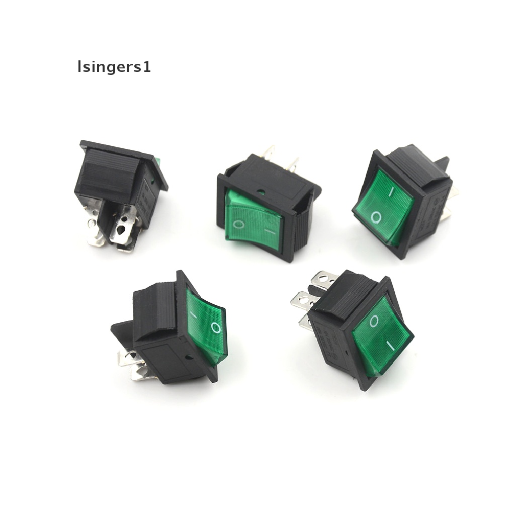 (lsingers1) 5pcs Saklar Rocker DPST 4 Pin ON / OFF 2 Posisi 16A / 250V KCD4-201
