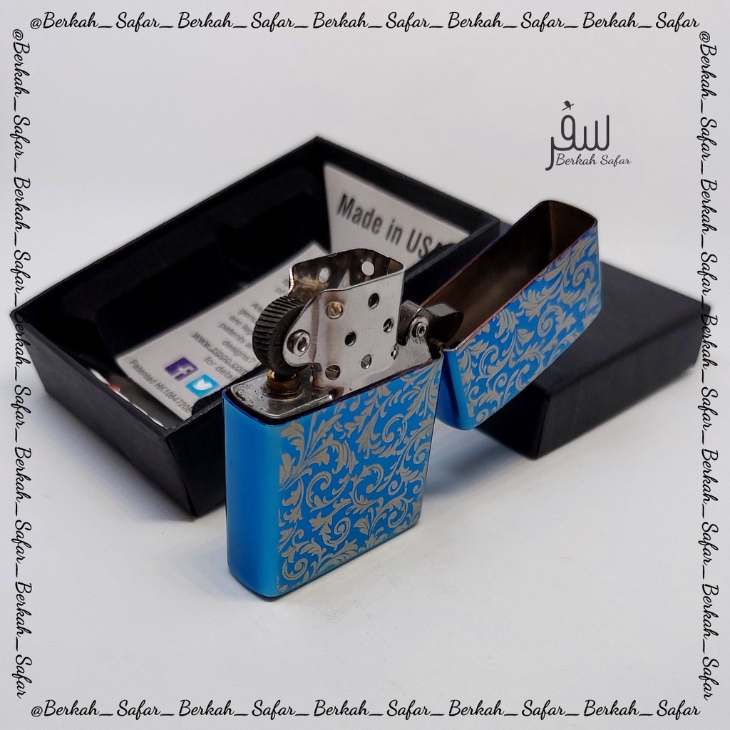 Korek Zippo Blue Ice Batik 2 Sisi Premium Grade Orl - Free Box