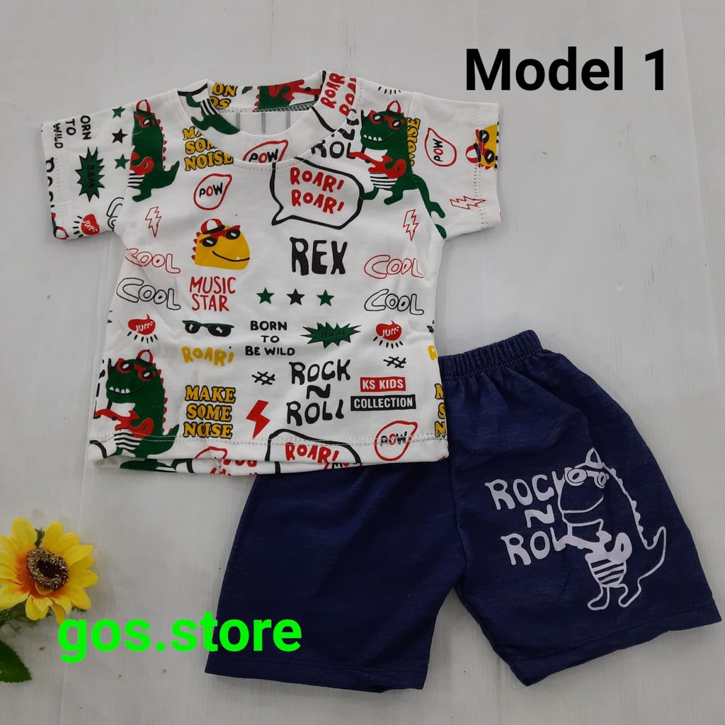 gos KS SETELAN ANAK LAKI LAKI Kaos Lengan Pendek Pakaian Anak Laki 1-2 Tahun