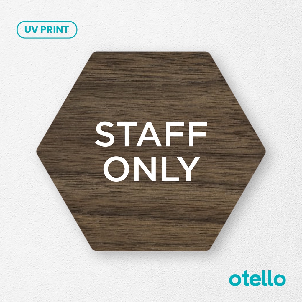 Signage Staff Only Sign Board Kayu Wooden Papan Label Khusus Karyawan Sticker Tempel Kantor Office