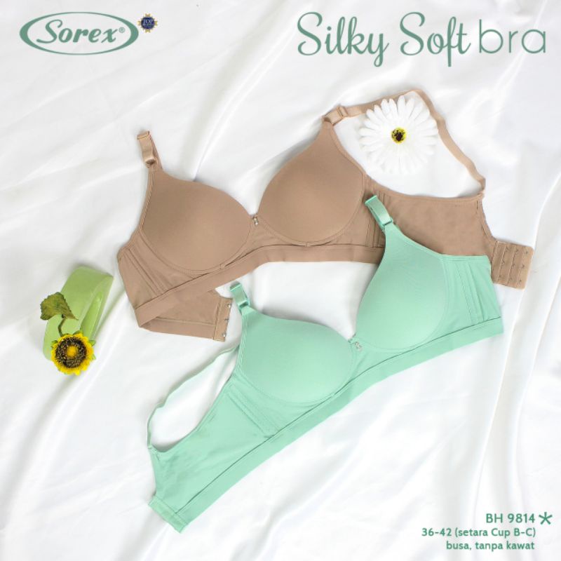 Bra Sorex 9814 uk. 36-42 cup C BH bra tanpa kawat,busa tipis silky