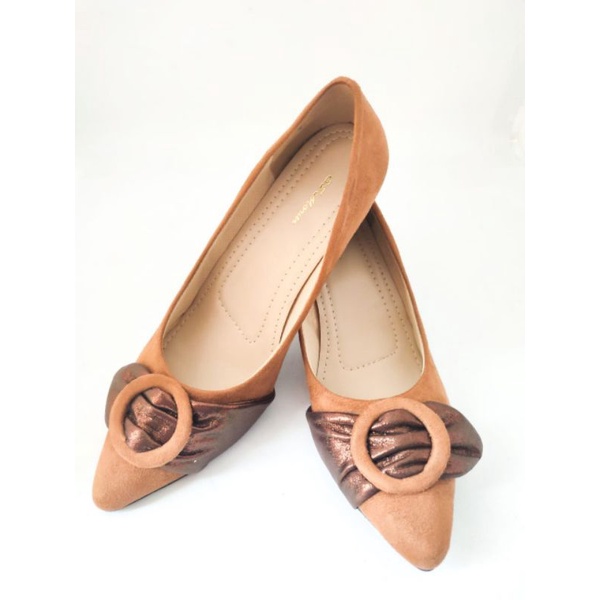 ST. MORITZ 756 BROWN & BLACK sepatu kerja wanita/pantofel