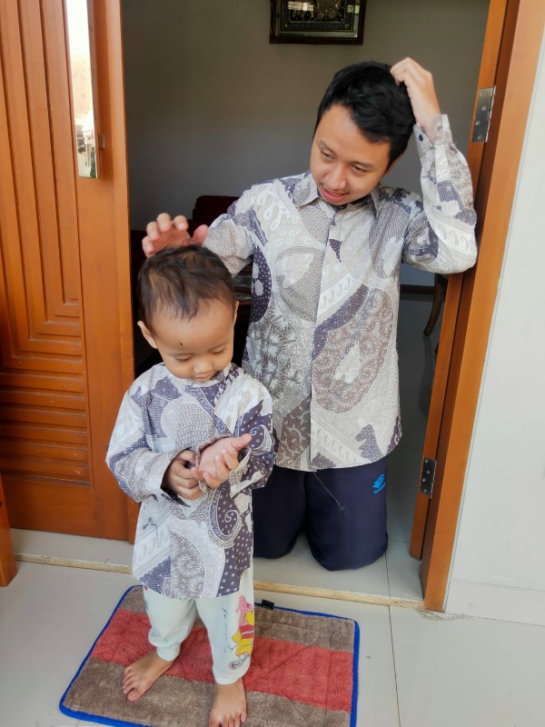 Open Preorder Kemeja Batik Couple Anak & Ayah Panjang / Pendek, Warna Abu