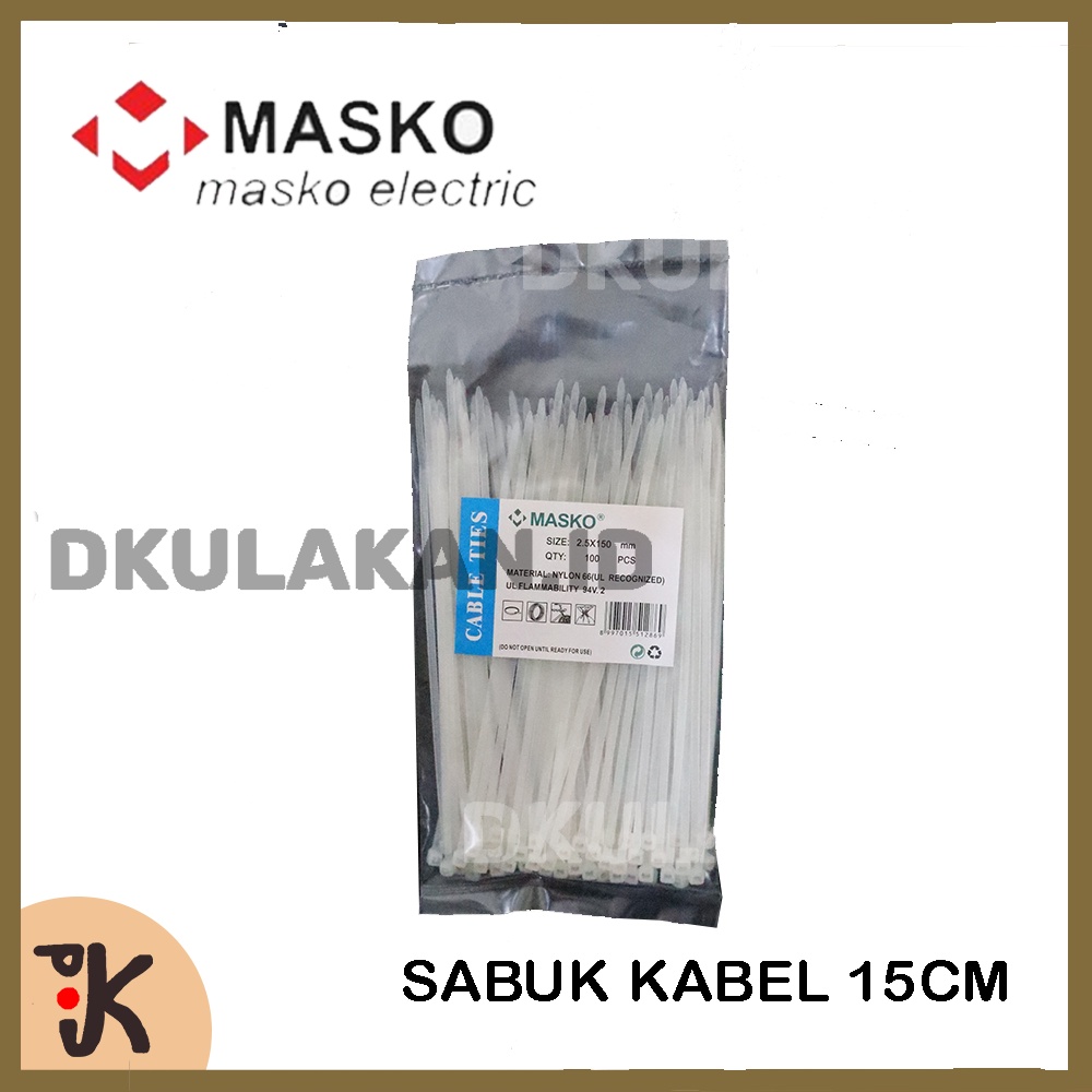 

CABLE TIES MASKO UKURAN 2.5 X 150MM WARNA PUTIH ATAU HITAM 15CM