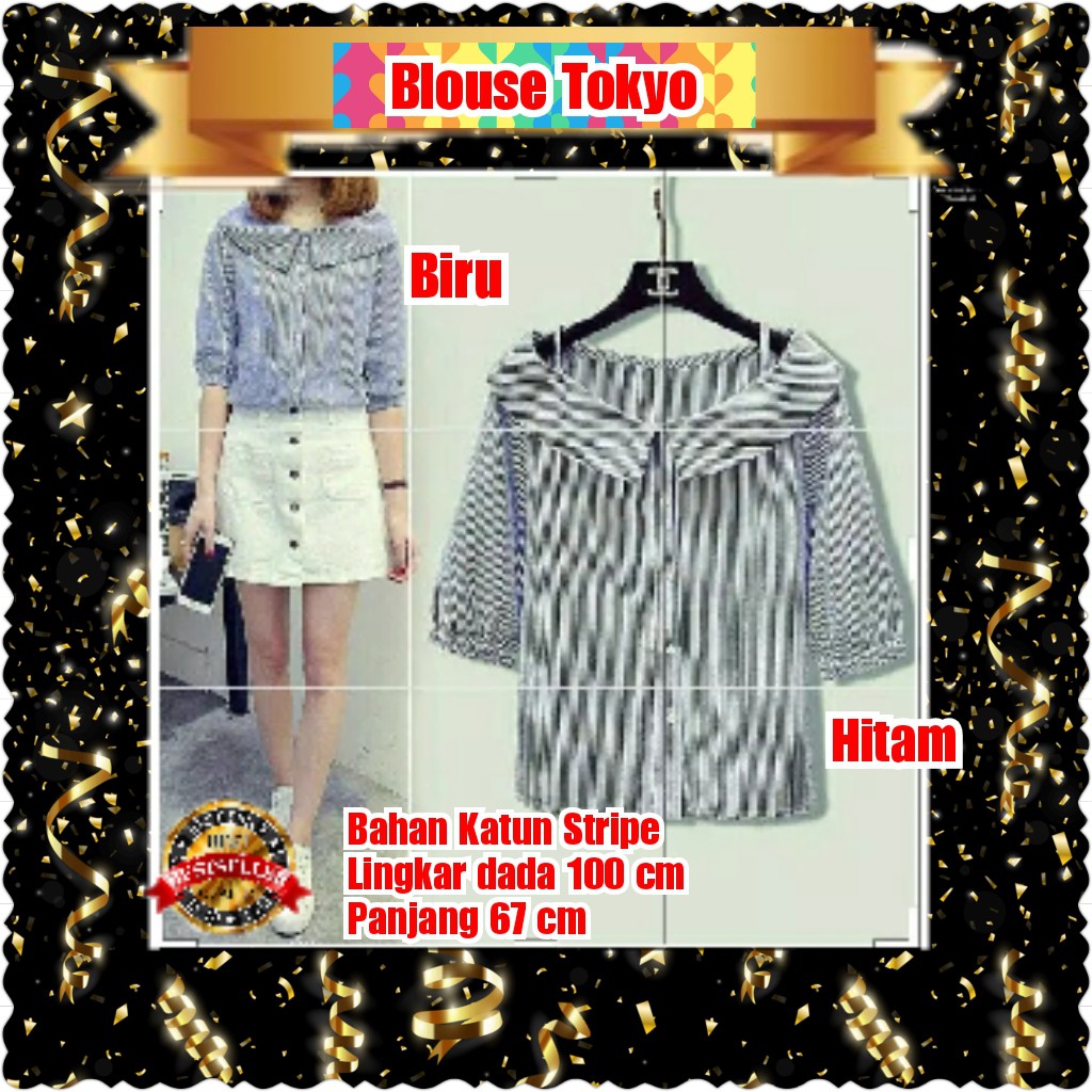 BLOUSE TOKYO / BIRU / HITAM / TERMURAH