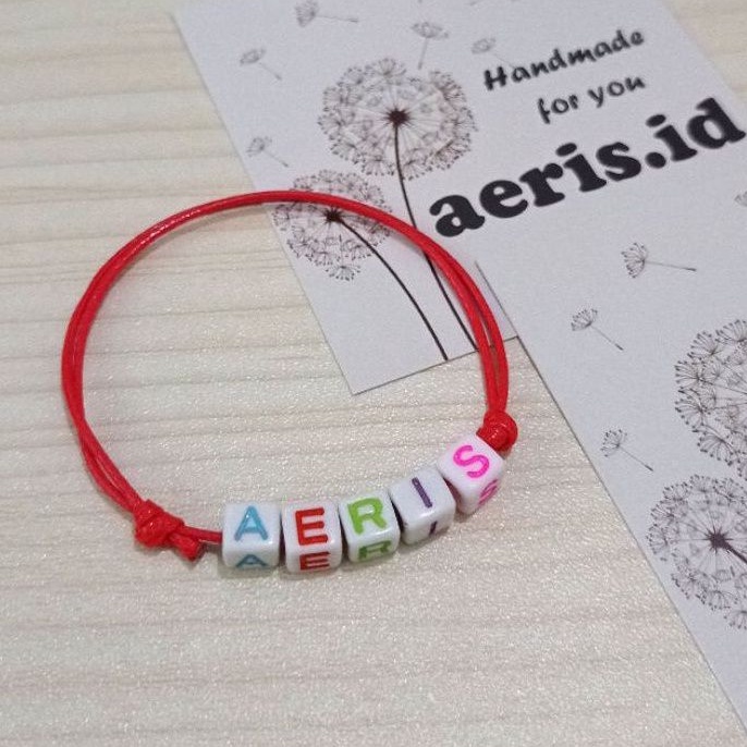 Gelang Inisial Huruf / Gelang Nama / Gelang Couple [MERAH]