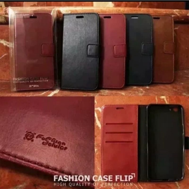 Flip Cover Kulit Leather Case Realme 3 Realme 3 Pro Book Cover Kulit Dompet